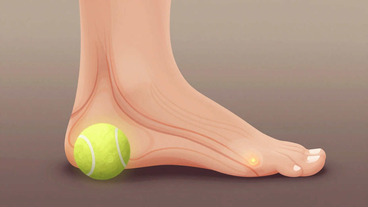 Illustrated foot showing enhanced blood flow and pressure points during massage, symbolizing arthritis pain relief.